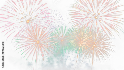 Fireworks at New Year isolated on white background