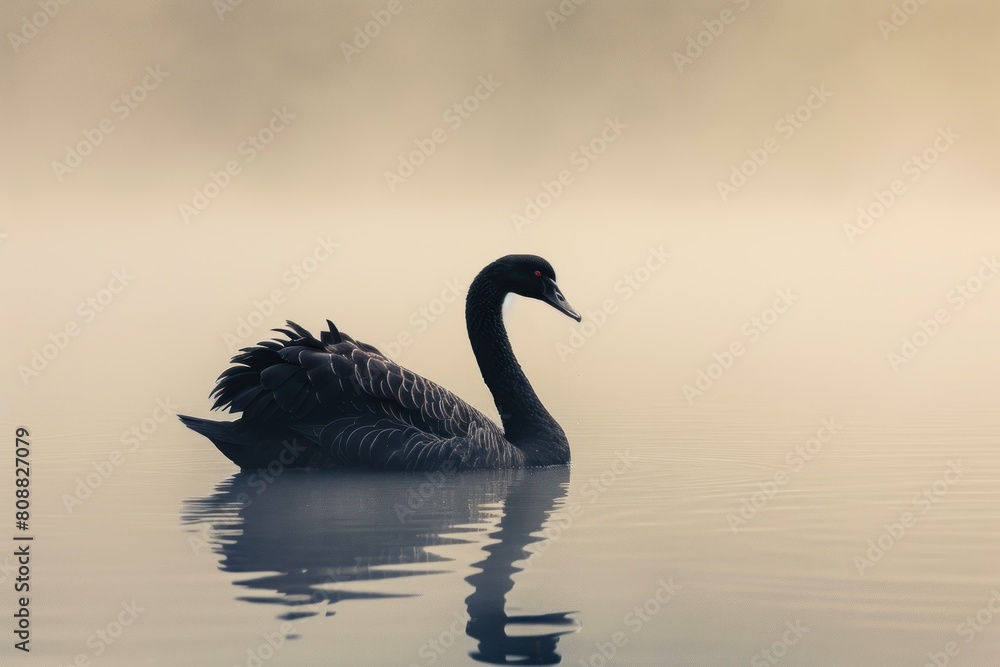 Black swan. Animal nature sunrise. Generate Ai Black swan. Animal nature sunrise. Generate Ai