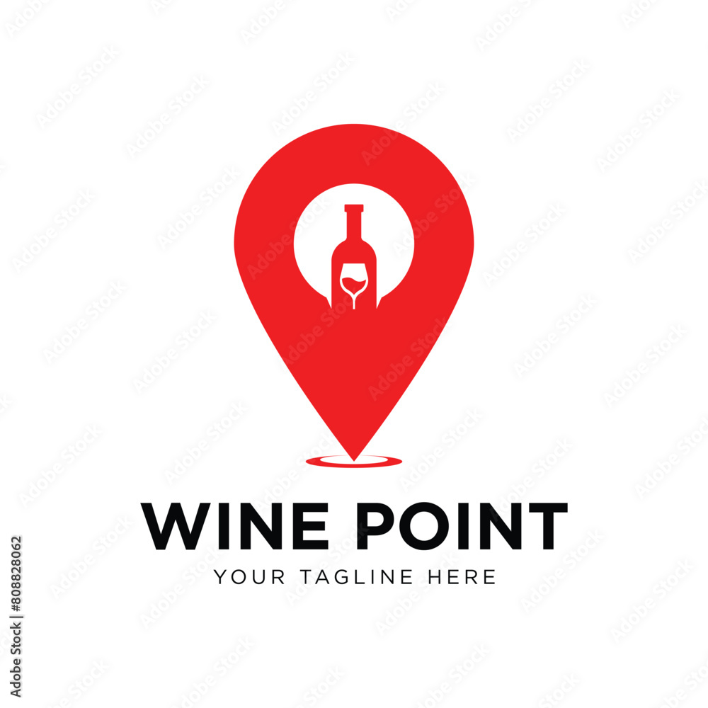 wine point logo vector design template. consisting of glass and wine bottle icons with pointer icons. wine location. wine shop. wine point logo vector design template. consisting of glass and wine bottle icons with pointer icons. wine location. wine shop.