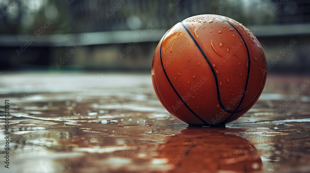 basketball liegt draußen im freien bei regen basketball liegt draußen im freien bei regen