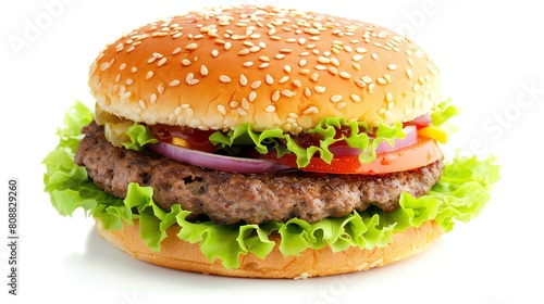 hamburger  American classic Isolated on white background