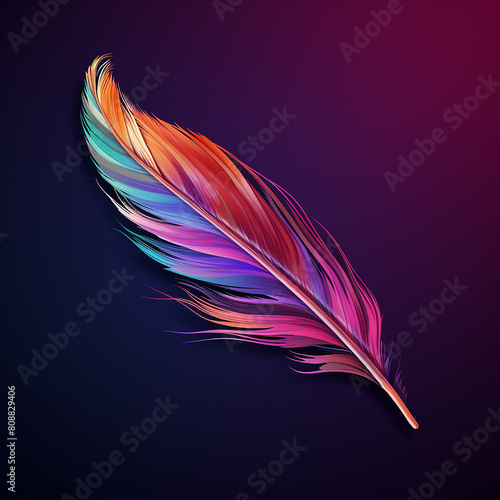 3d photo of colourful feather made with generative ai
