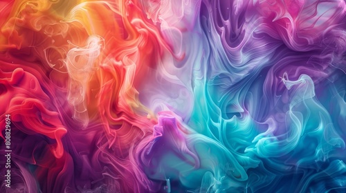 Liquid paints dance and swirl in a mesmerizing symphony of colors  blending seamlessly in a tranquil flow