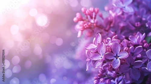 Purple lilac flowers blossom in garden  spring background