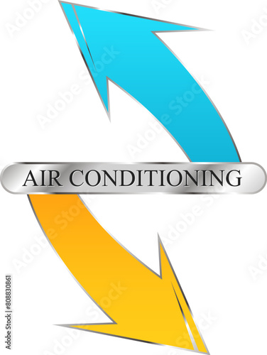 Blue and red arrow, air conditioning unique symbol