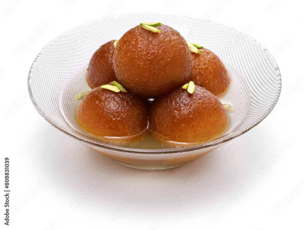 homemade gulab jamun, traditional Indian dessert isolated on white background homemade gulab jamun, traditional Indian dessert isolated on white background