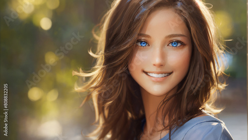 A young girl with blue eyes