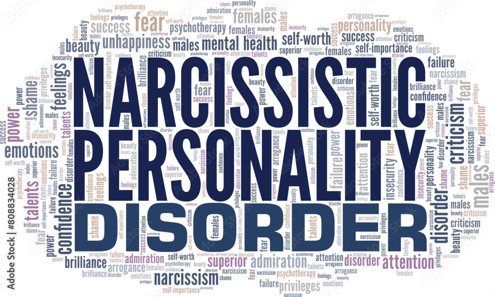 Αυτοκόλλητο NPD Narcissistic Personality Disorder word cloud conceptual design isolated on white background