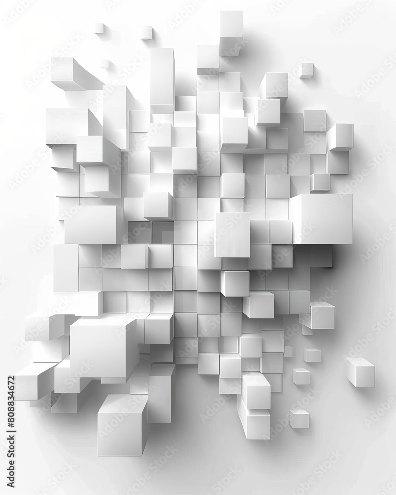 Vector Abstract geometric shape from gray cubes White squares Vector Abstract geometric shape from gray cubes White squares