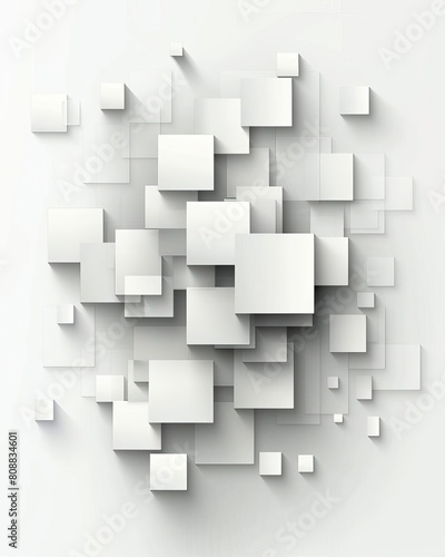 Vector Abstract geometric shape from gray cubes White squares