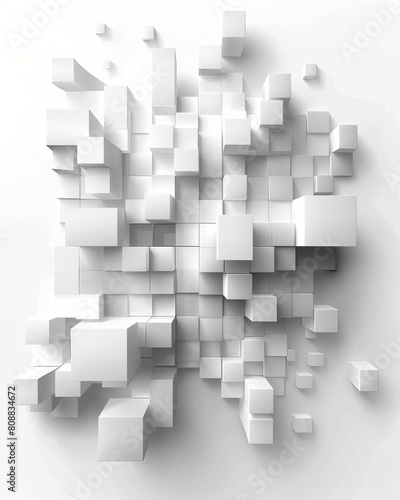 Vector Abstract geometric shape from gray cubes White squares