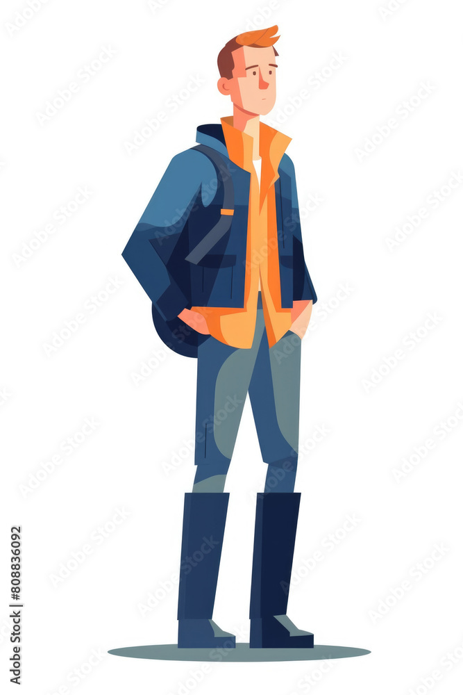A man standing casually with his hands tucked in his pockets, appearing relaxed and at ease A man standing casually with his hands tucked in his pockets, appearing relaxed and at ease