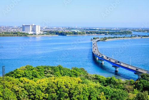 浜松市、浜名湖ガーデンパークからの眺め（浜名湖大橋方面）