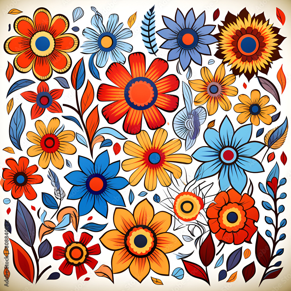 Naklejka premium seamless pattern with flowers AI generated