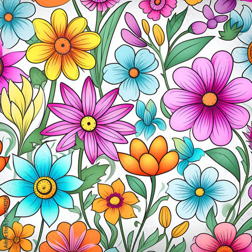 seamless pattern with flowers AI generated 