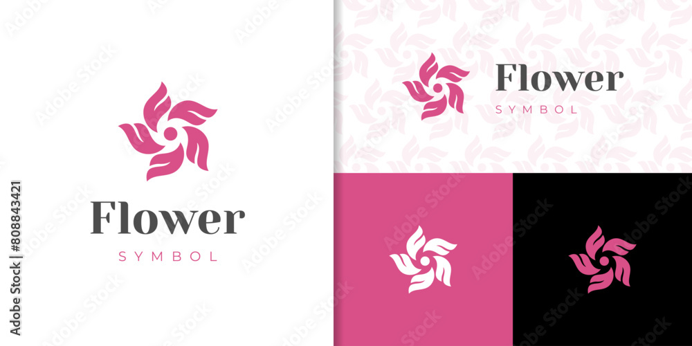 Obraz premium Beauty flower logo with letter f design idea for cosmetic, spa, nature floral logo elements