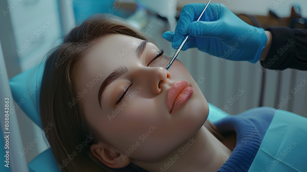 Fototapeta premium Slavic appearance at a cosmetologist's appointment