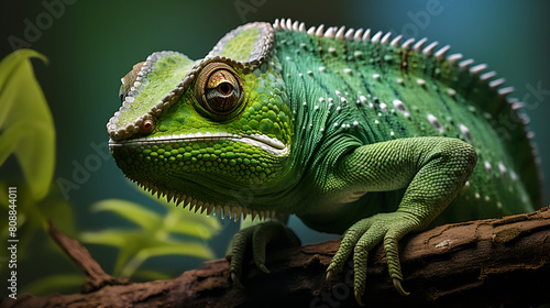 green iguana on a branch  Green Colored Chameleon Vibrant Reptile and Nature s Camouflage 