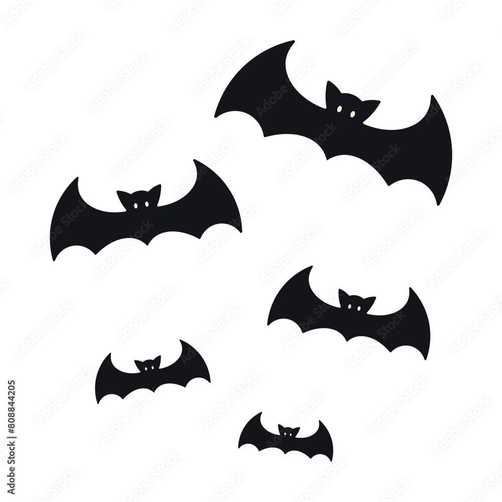 Black bats silhouettes for Halloween design isolated on white background. Black bats silhouettes for Halloween design isolated on white background.