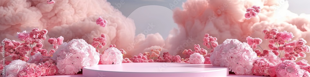 Pastel Podium Surrounded by Spring Roses Pastel Podium Surrounded by Spring Roses
