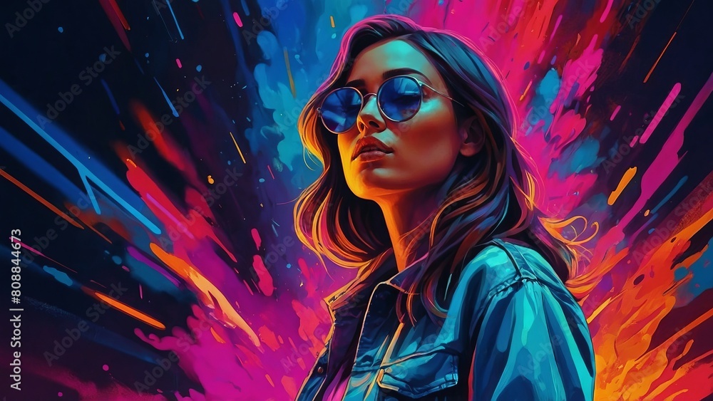 Beautiful girl colored art, concept drawing rainbow. Beautiful girl colored art, concept drawing rainbow.