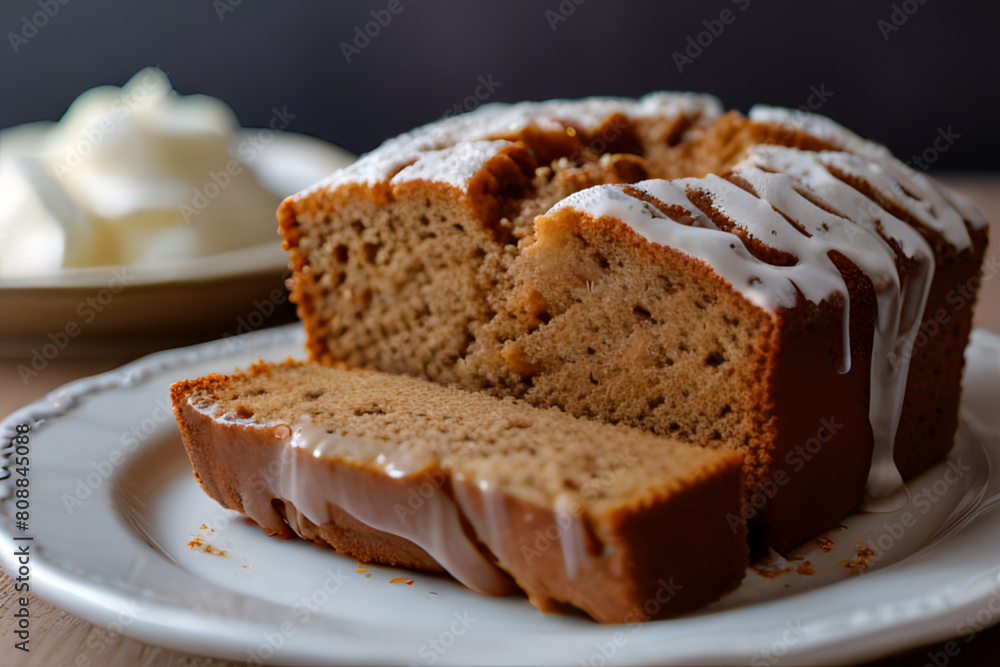 Loaf Of GingerBread. Carrot or pumpkin spiced cake bars with cream cheese frosting and pecan nuts with caramel syrup. Loaf Of GingerBread. Carrot or pumpkin spiced cake bars with cream cheese frosting and pecan nuts with caramel syrup.