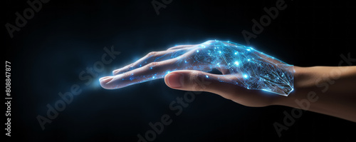 Digital Network Connections Emanating from Human Hand