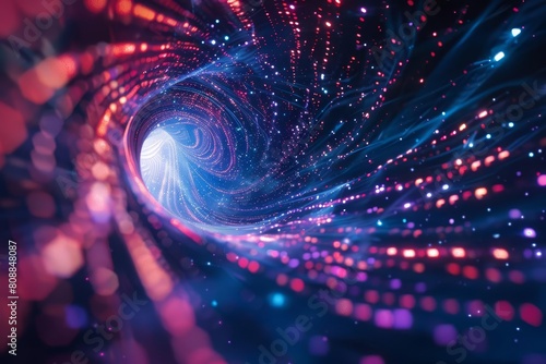 dynamic particle vortex exploding with data in futuristic 3d space abstract technology concept illustration