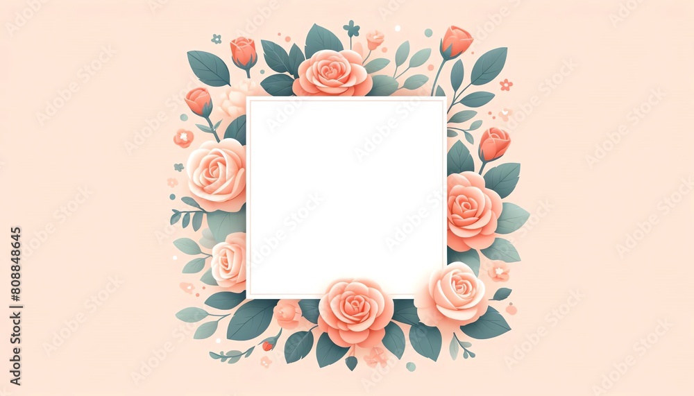 薔薇の花を装飾したフレームの背景イラスト 薔薇の花を装飾したフレームの背景イラスト