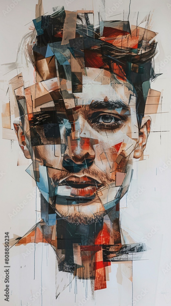 a contemporary abstract portrait of a man, exploring modern artistic interpretations and expressions a contemporary abstract portrait of a man, exploring modern artistic interpretations and expressions