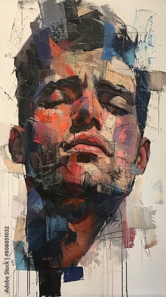 a contemporary abstract portrait of a man, exploring modern artistic interpretations and expressions