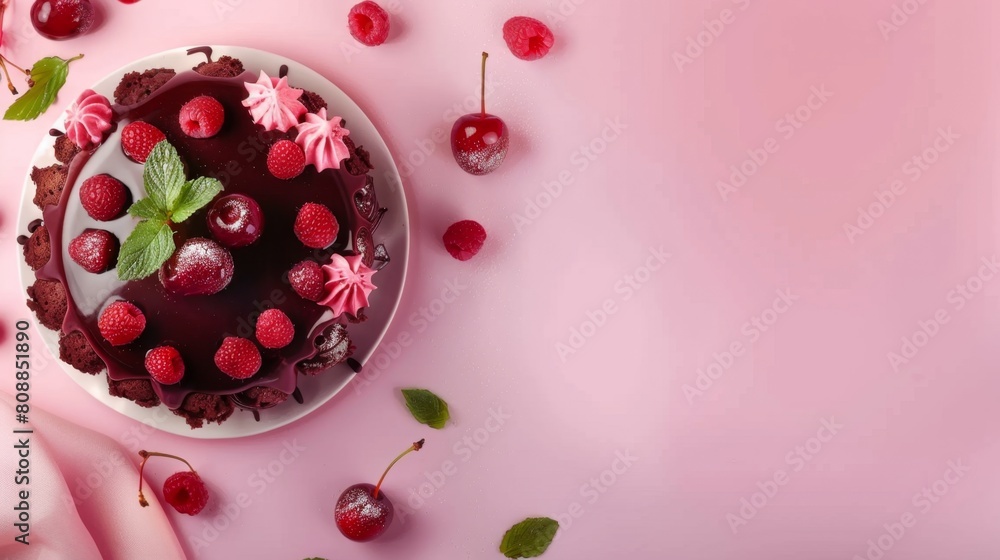 Chocolate cake dessert sweet brown bakery homemade, flat lay copy space Chocolate cake dessert sweet brown bakery homemade, flat lay copy space
