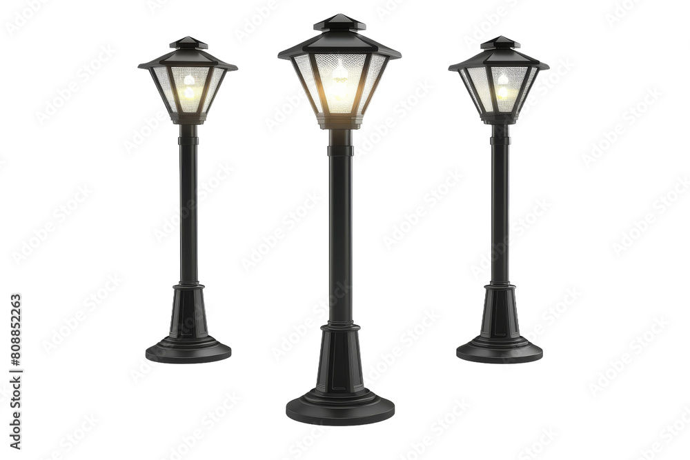 Solar-Powered Outdoor Lights isolated on transparent background