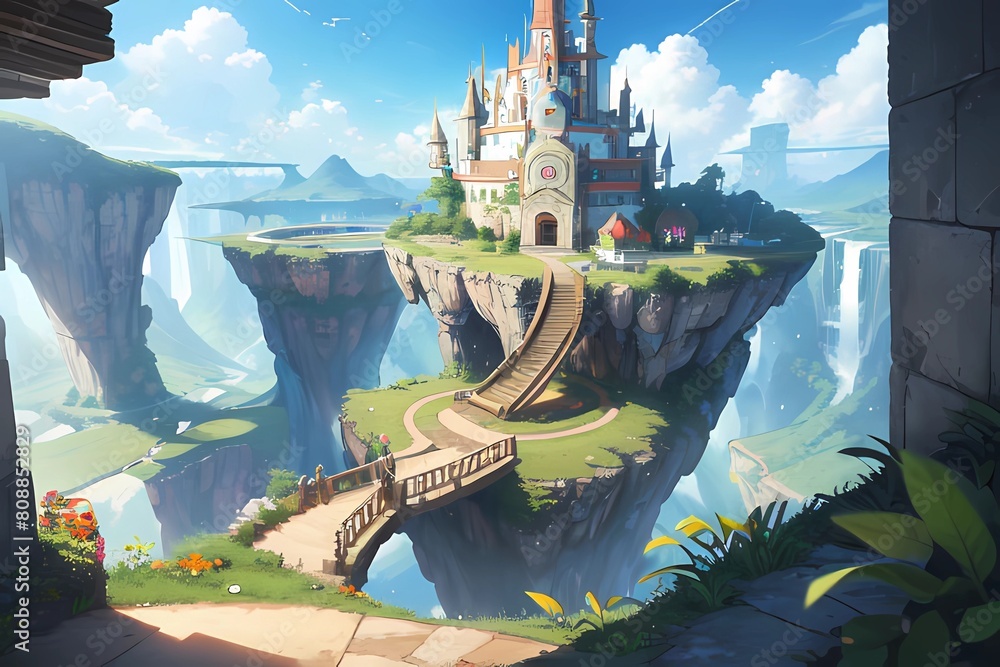Φωτογραφία ゲーム背景異世界未来と過去が融合した独立ファンタジー都市のお城