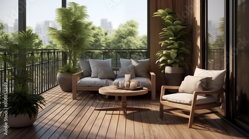 Contemporary Balcony. Modern Interior Design Background.