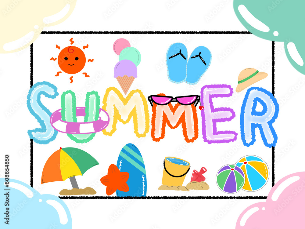 Fototapeta premium 여름 summer 아이콘 일러스트
