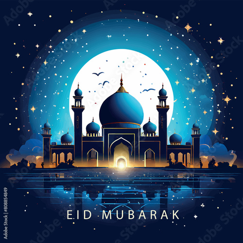 Islamic festival Eid Mubarak vector illustration background 
