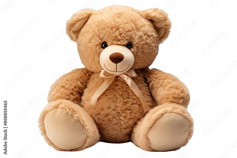 Fototapeta premium This cute and cuddly teddy bear is made with soft, high-quality plush fabric and is perfect for snuggling.