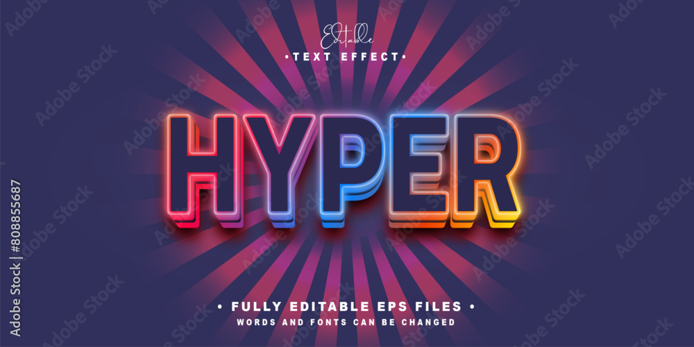 Fotografie editable hyper text effect.typhography logo