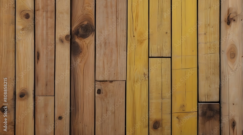 Fototapeta premium Yellow wooden vintage board texture background, wood planks texture Background.