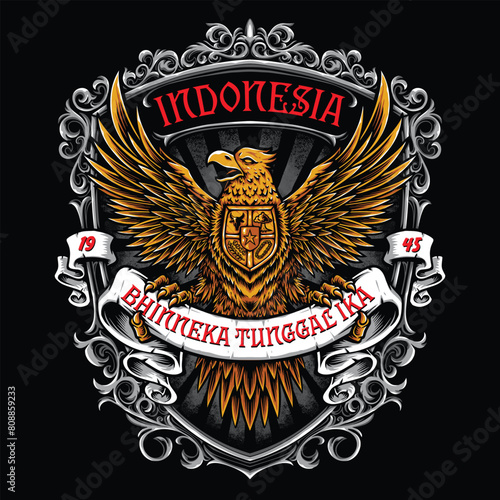 indonesian eagle symbol tshirt illustration photo