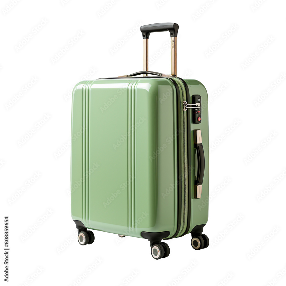 Green suitcase isolated on transparent background Green suitcase isolated on transparent background
