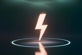 High-tech interface with lightning bolt on reflective surface against gradient background.
