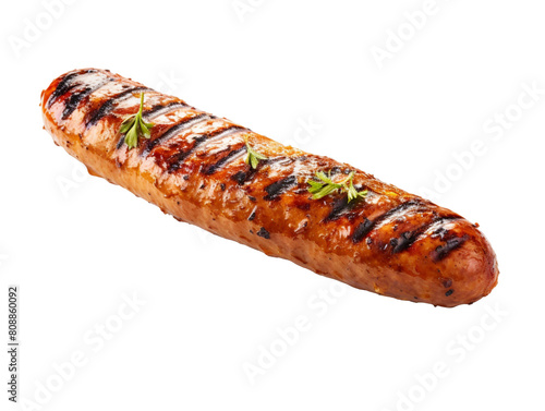 Grilled sausage isolated on transparent background