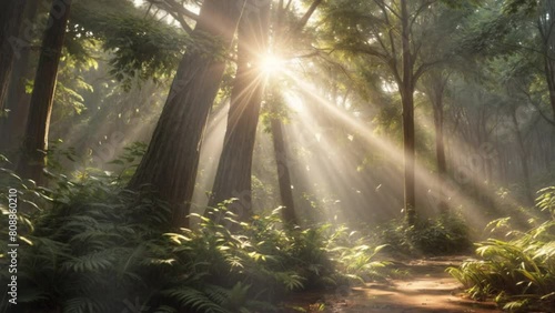 太陽の光と森の風景動画 photo