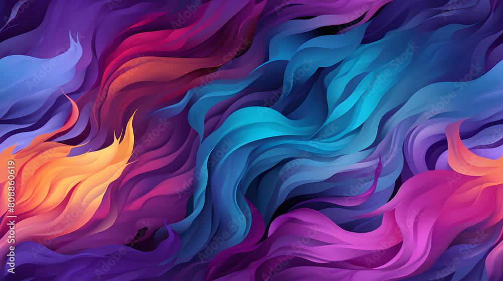 abstract flame pattern with colors purple blue green poster background