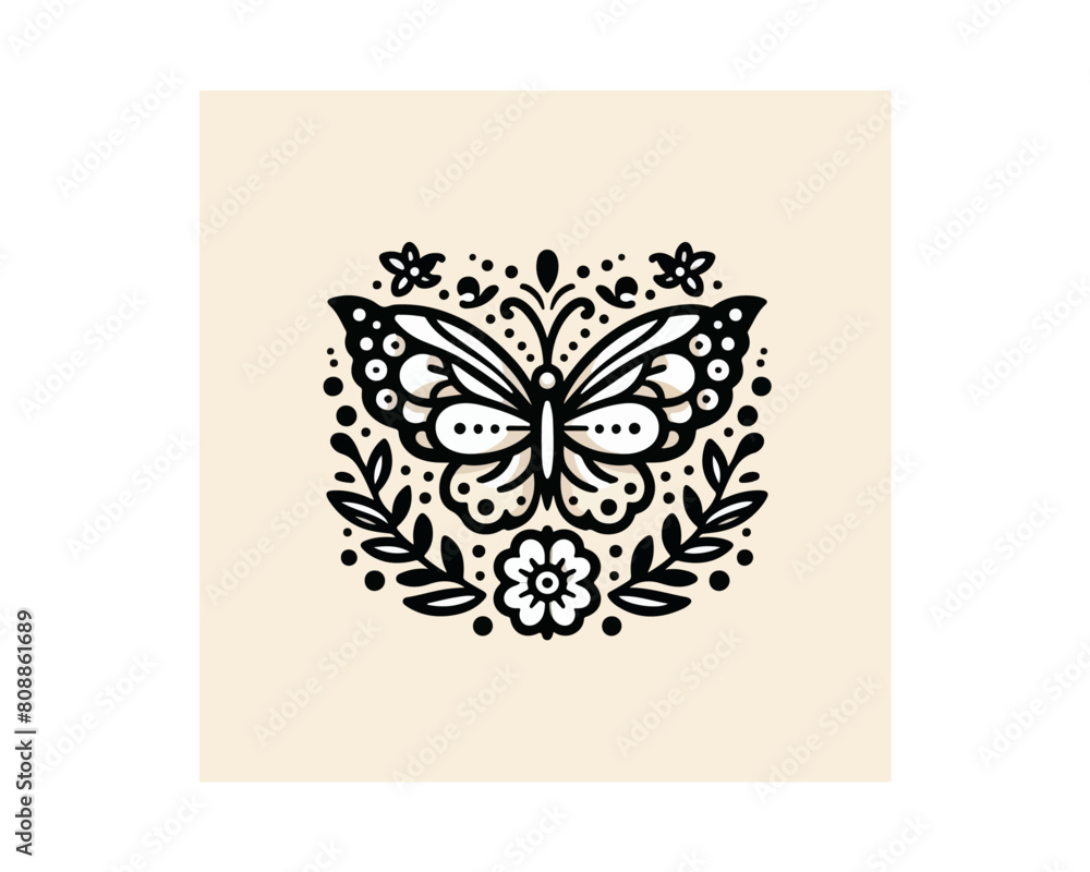 Fototapeta premium Butterfly flower logo