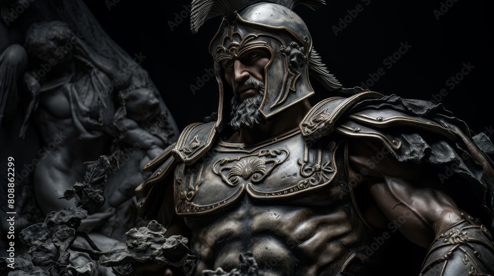 Marble statue of valorous Roman warrior Marble statue of valorous Roman warrior