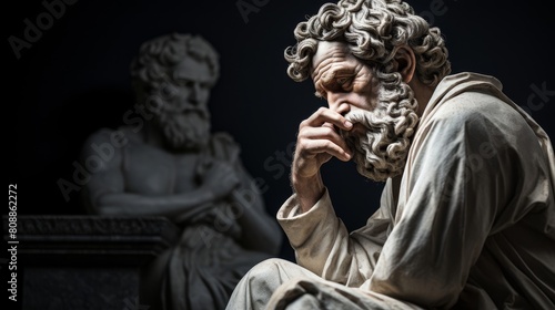 Roman philosopher in deep contemplation photo