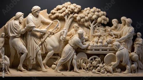 Marble relief showcasing Roman agriculture